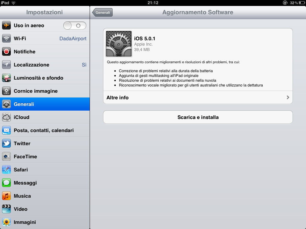 iOS 5.0.1 su iPad