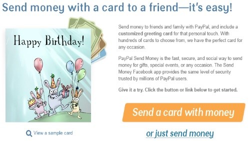 Send Money, l'applicazione di PayPal per Facebook per inviare denaro a un amico