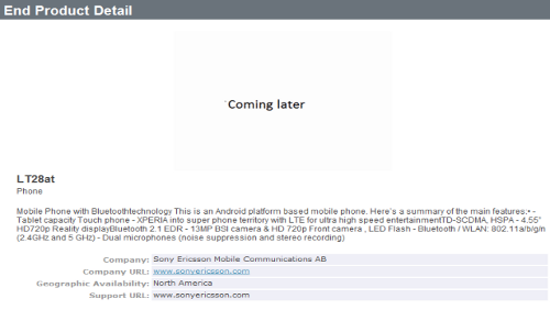 Sony LT28at, super smartphone con fotocamera da 13 MP