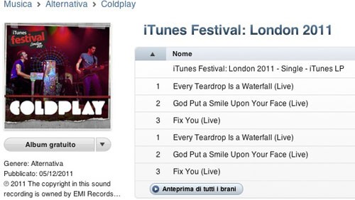 Coldplay in regalo su iTunes