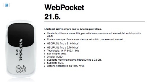 3 Italia presenta Web Pocket 21.6, piccolo router 3G con supporto Wi-Fi