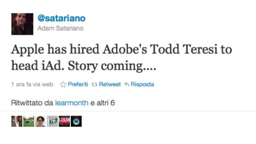 iAD: Apple recluda Todd Teresi, ex manager di Adobe?