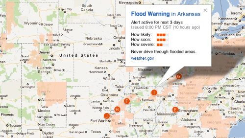 Su Google Maps, allarmi per le calamità naturali