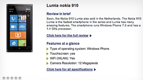 Nokia Lumia 910 con fotocamera da 12 Megapixel