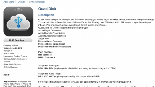 QuasiDisk abilita il tethering proxy su iPhone