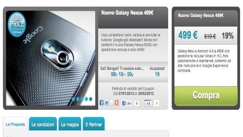 Samsung Galaxy Nexus a 499€ da Groupalia
