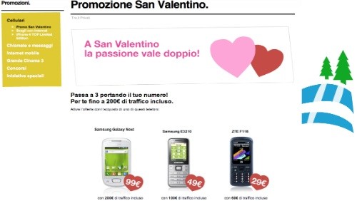 Con 3 Italia a San Valentino la passione vale doppio