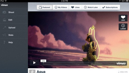 Vimeo 2 per iPad disponibile su App Store