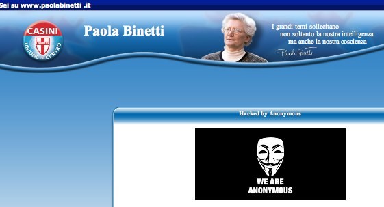 Sotto attacco il sito di Paola Binetti Sotto attacco il sito di Paola Binetti