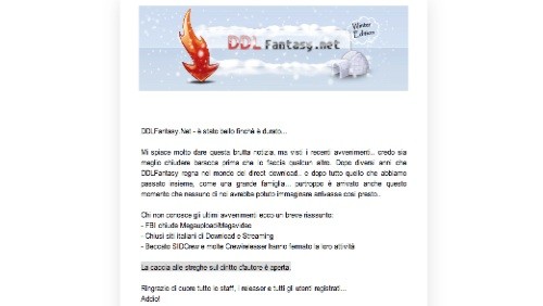 DDLFantasy chiude per non fare la fine di Megaupload