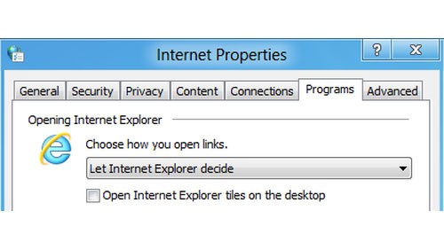 Windows 8: opzioni di avvio per Internet Explorer 10