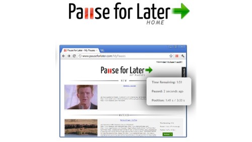 Pause For Later, bookmark video per YouTube