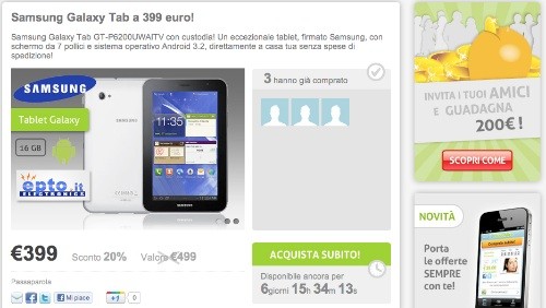 Samsung Galaxy Tab 7.0 Plus a 399€ su Prezzofelice.it