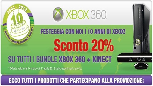 Mediaworld, 20% di sconto su tutte le Xbox con sensore kinect