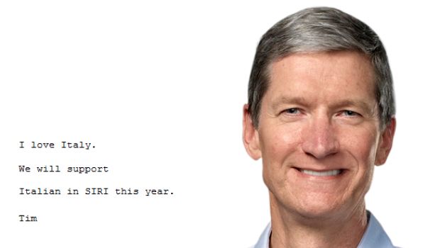 Tim Cook risponde ad un lettore di Melablog: Amo l'Italia, Siri supporterà presto l'italiano