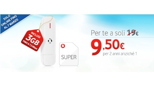 Vodafone, Internet Key 28.8 e Internet Super a 9,50 euro al mese