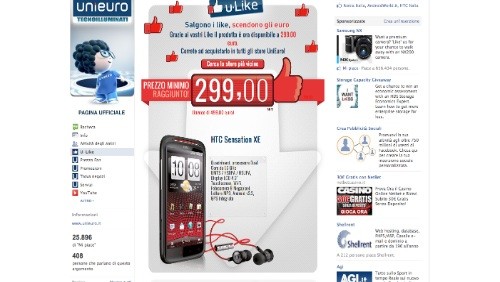 HTC Sensation XE a 299 euro da Unieuro