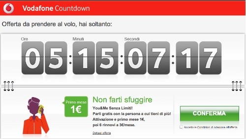 Vodafone Countdown: You&Me Senza Limiti a 1 euro, ma solo per oggi