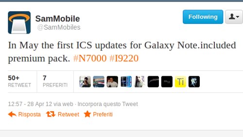 Samsung Galaxy Note, Android 4.0 ICS a maggio?