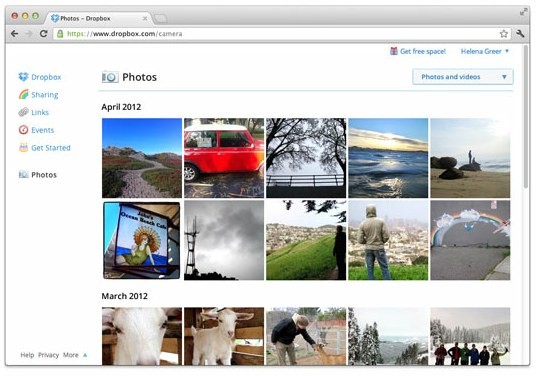 Interfaccia Dropbox Photo