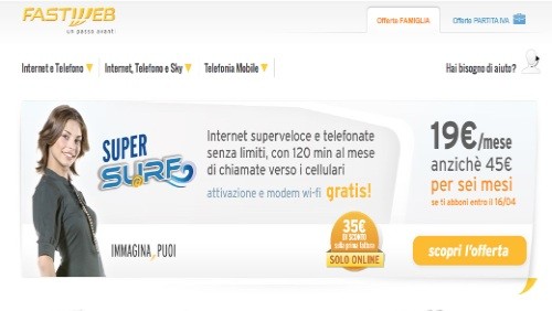Fastweb: sino al 16 aprile Super Surf e Surf in promozione