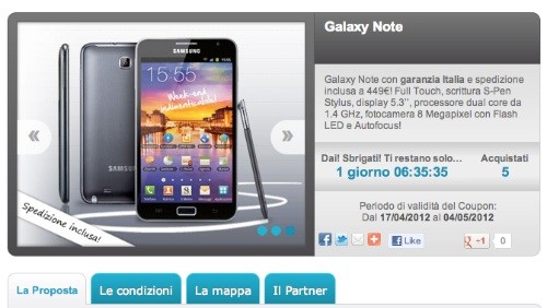 Groupalia: Samsung Galaxy Note a 449€