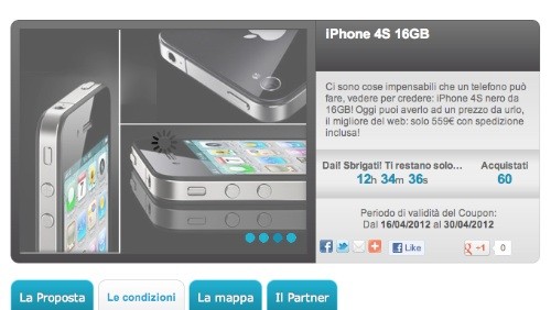 Groupalia: Apple iPhone 4S 16 GB a 559€