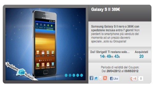 Groupalia: Samsung Galaxy S2 NFC a 389 euro