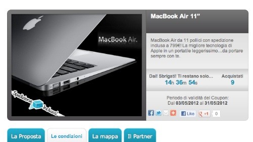 Groupalia: Apple MacBook Air a 799 euro