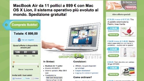 Groupon: Apple MacBook Air a 899 euro