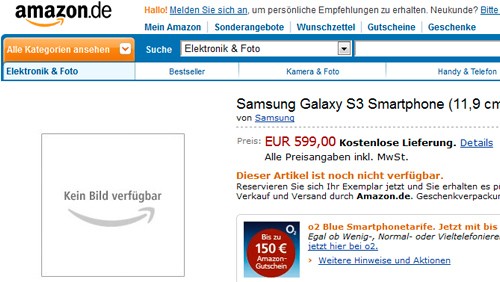 Samsung Galaxy S III in pre-ordine su Amazon
