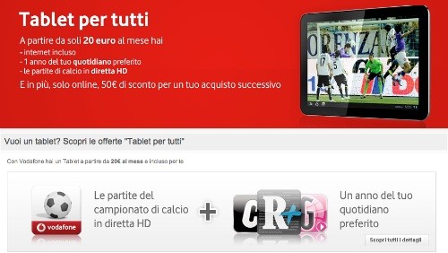 Vodafone: Tablet per Tutti a partire da 20 euro al mese