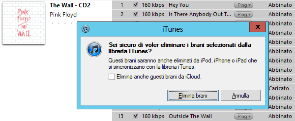 iTunes Match: cancellare canzoni iTunes Match: cancellare canzoni