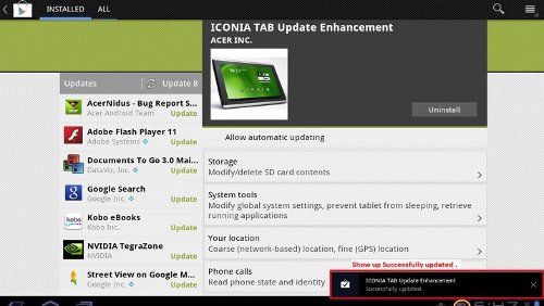 Acer Iconia Tab A500, app per installare Android 4.0