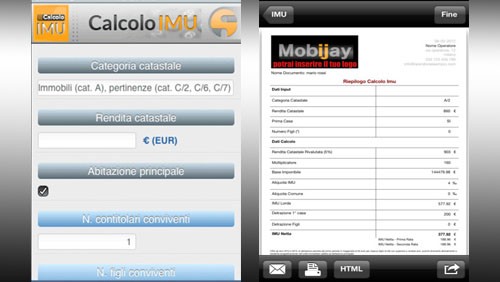 Calcolo di IMU-ICI con iPhone e iPad