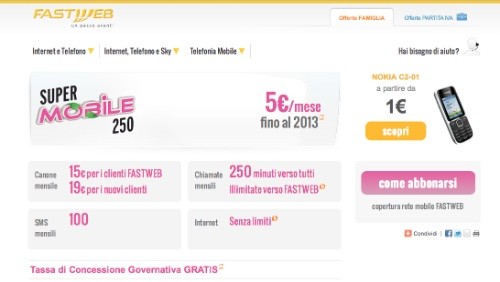 Fastweb svela la sua nuova offerta mobile: SuperMobile 250, SuperMobile 600 e SuperMobile 1200