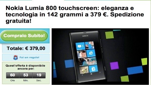 Groupon: Nokia Lumia 800 a 379 euro