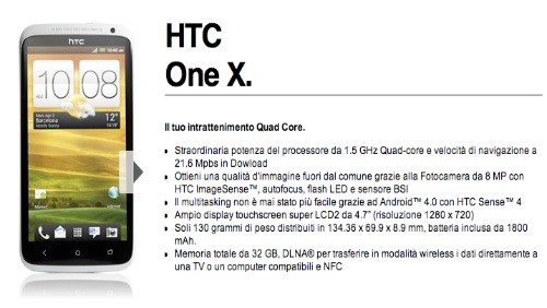 HTC One X entra nel listino di 3 Italia