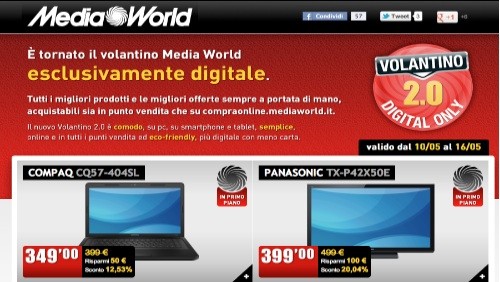 Mediaworld, online il nuovo volantino 2.0 Digital Only