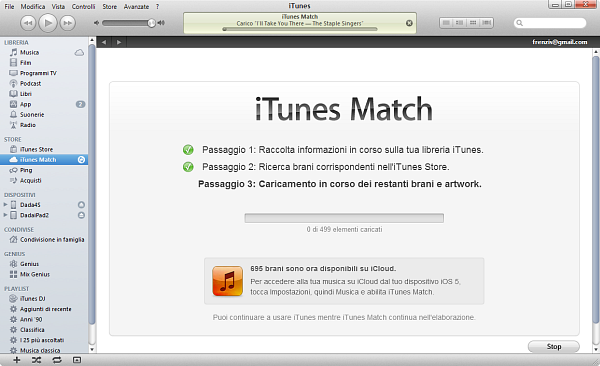 Usare iTunes Match: passo 6 Usare iTunes Match: passo 6