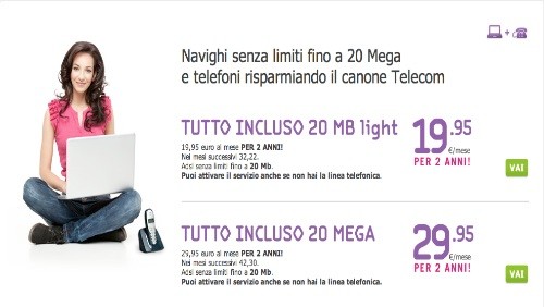 Tiscali: promozioni Tutto Incluso 20 MEGA e Tutto Incluso 20 MEGA Light