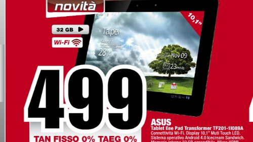 ASUS Transformer Prime gold senza tastiera in Italia