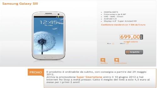 Wind lancia i pre-ordini del Samsung Galaxy S3