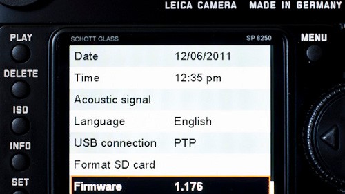 Leica M9, nuovo aggiornamento firmware