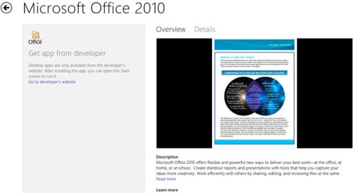 Office 2010, prima app desktop su Windows Store