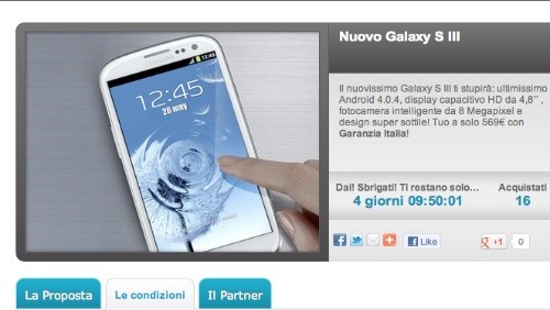 Groupalia sconta nuovamente il Samsung Galaxy S3 a 569 euro