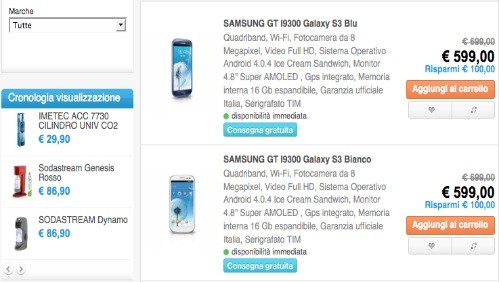 Saturn offre il Samsung Galaxy S3 a 599 euro con garanzia Italia