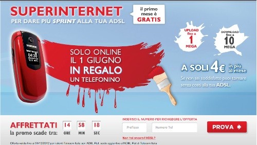 Telecom Italia: solo per oggi con Super Internet un cellulare in regalo