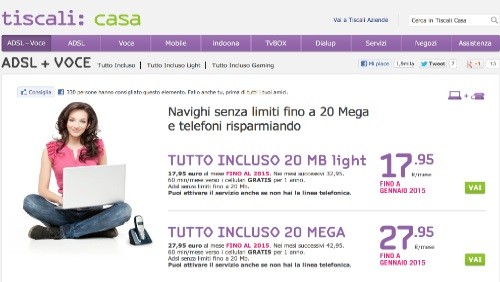 Tiscali: solo per oggi gli abbonamenti Tutto Incluso scontati sino al 2015