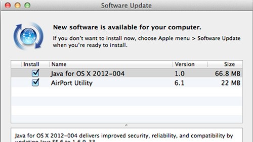 Aggiornamenti Java per OS X 10.6 e OS X 10.7